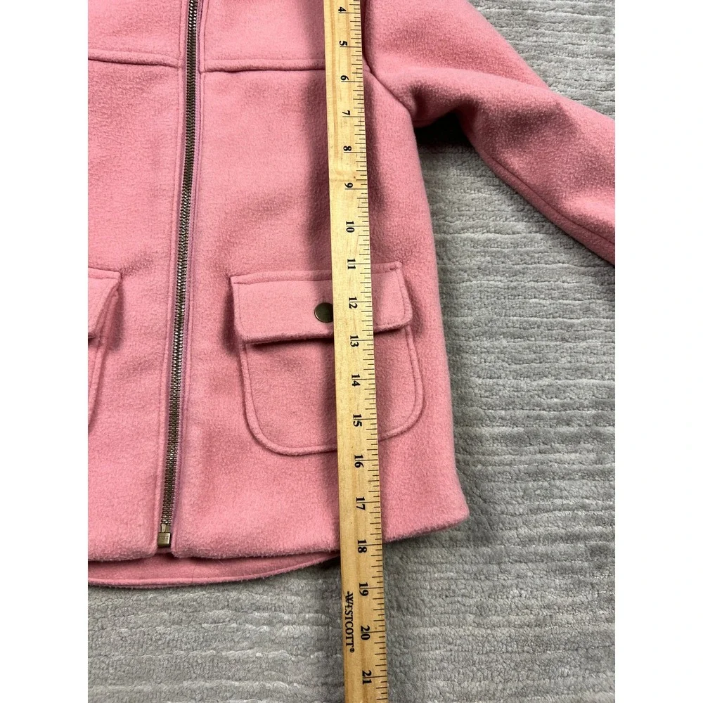 Old Navy Hooded Coat Girls‎ 5T Pink Sherpa Lined Wool Blend Zip Front Jacket